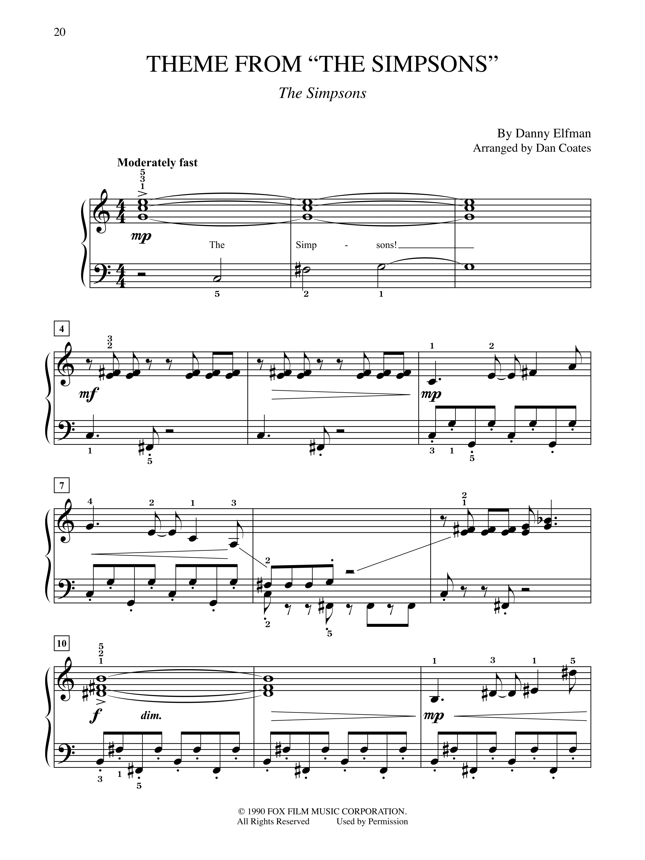 10 for 10 Sheet Music: TV Themes