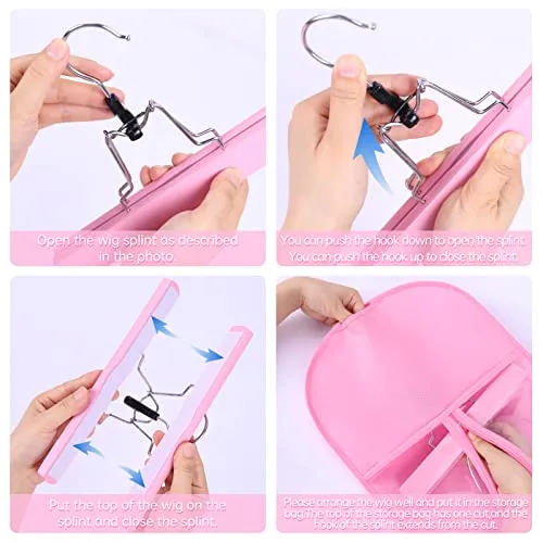 10 PCS Hair Extension Storage Hair Extension Holder Wig Storage Bags Wig Storage for Multiple Wigs Bags Storage with Hanger Wig Organizer for Multiple Wigs Waterproof and Portable (PINK)