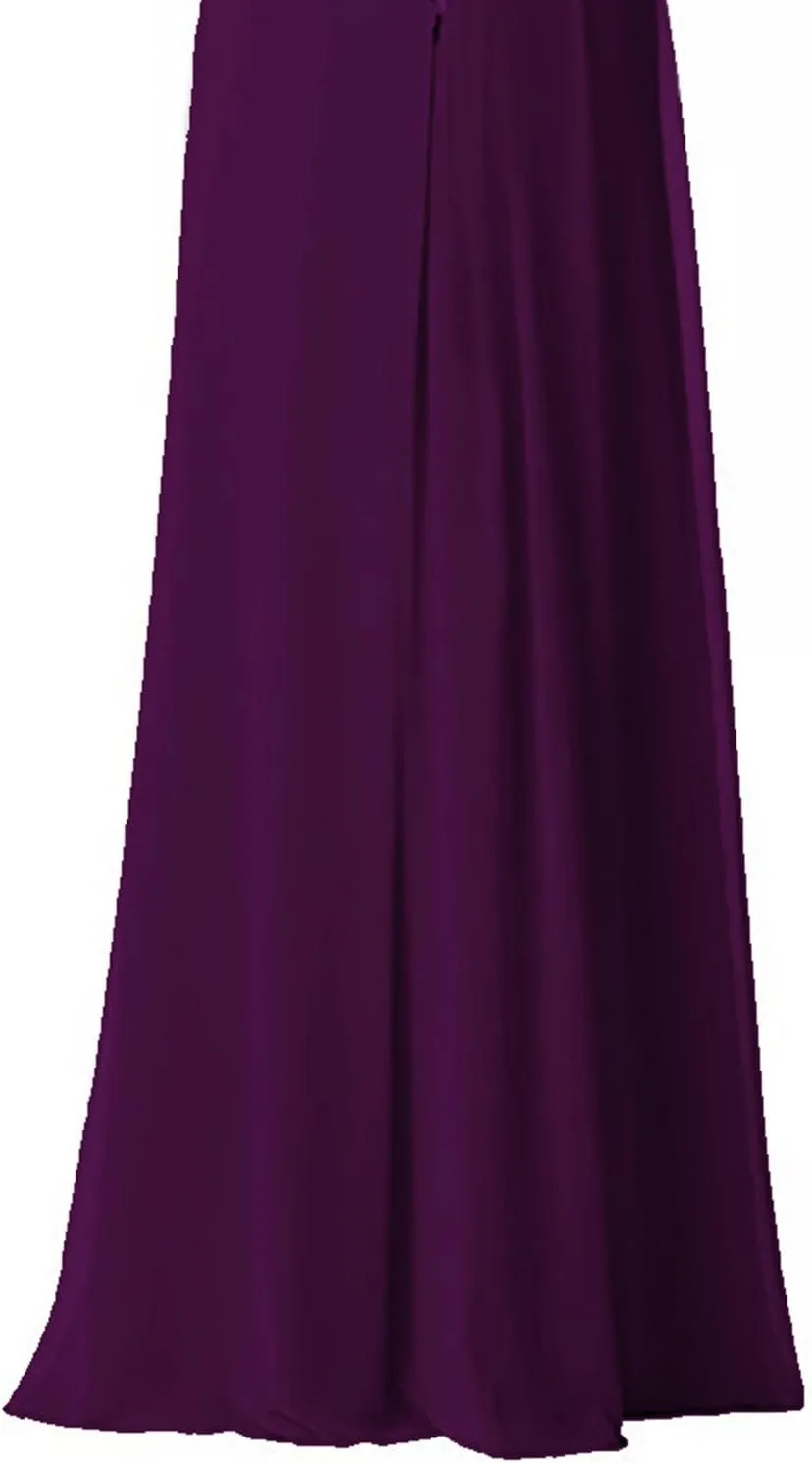 2018 A Line Spaghetti Strap Chiffon Bridesmaid Dress Split with Pocket Formal Gown