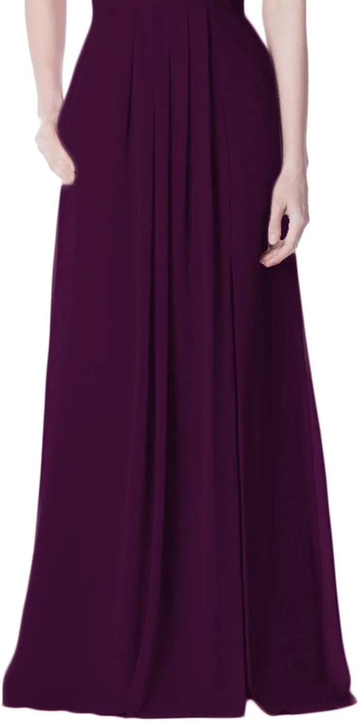 2018 A Line Spaghetti Strap Chiffon Bridesmaid Dress Split with Pocket Formal Gown