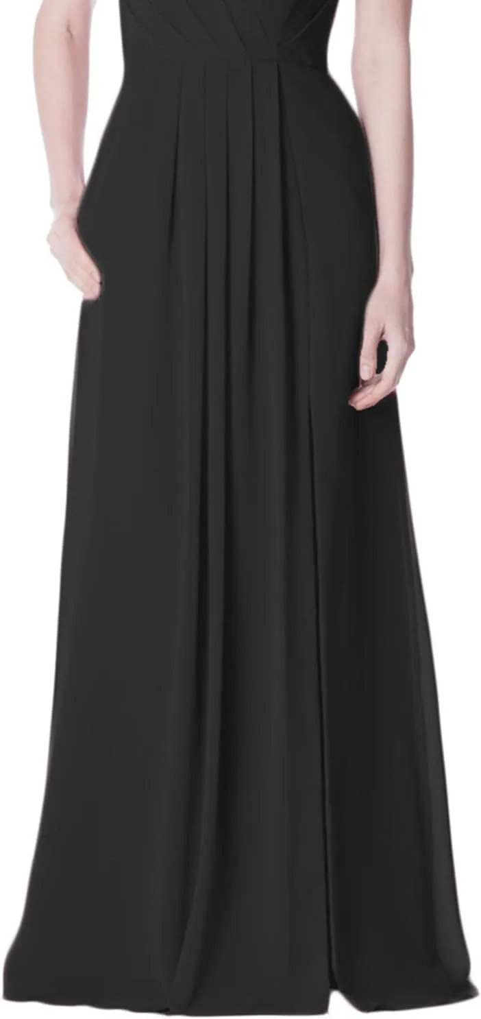 2018 A Line Spaghetti Strap Chiffon Bridesmaid Dress Split with Pocket Formal Gown