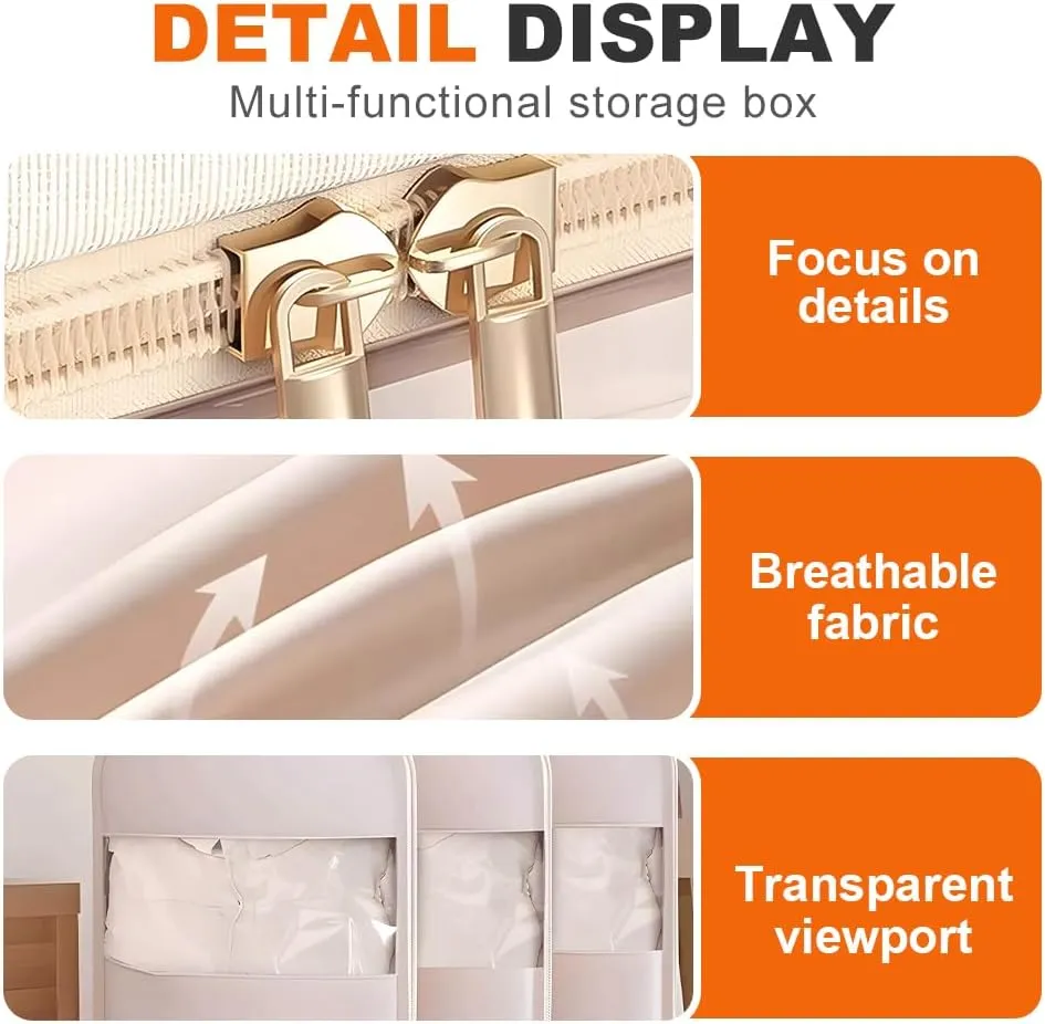 2025 Space Saving Hanging Garment Bag with Self Compression Zipper, Dust Cover Clothes Bags for Down Coat, Heavy Duty Closet Organizer Garment Bags for Closet Storage (Transparent, Small)