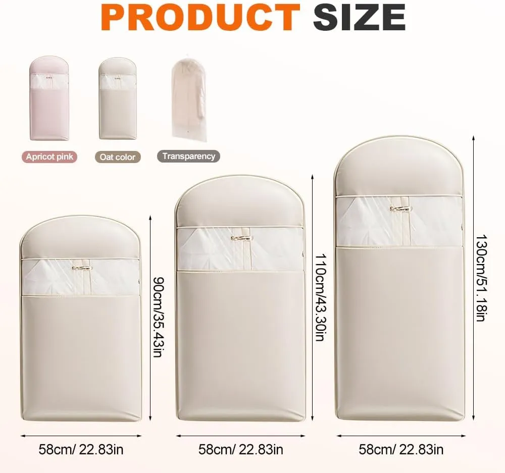2025 Space Saving Hanging Garment Bag with Self Compression Zipper, Dust Cover Clothes Bags for Down Coat, Heavy Duty Closet Organizer Garment Bags for Closet Storage (Transparent, Small)