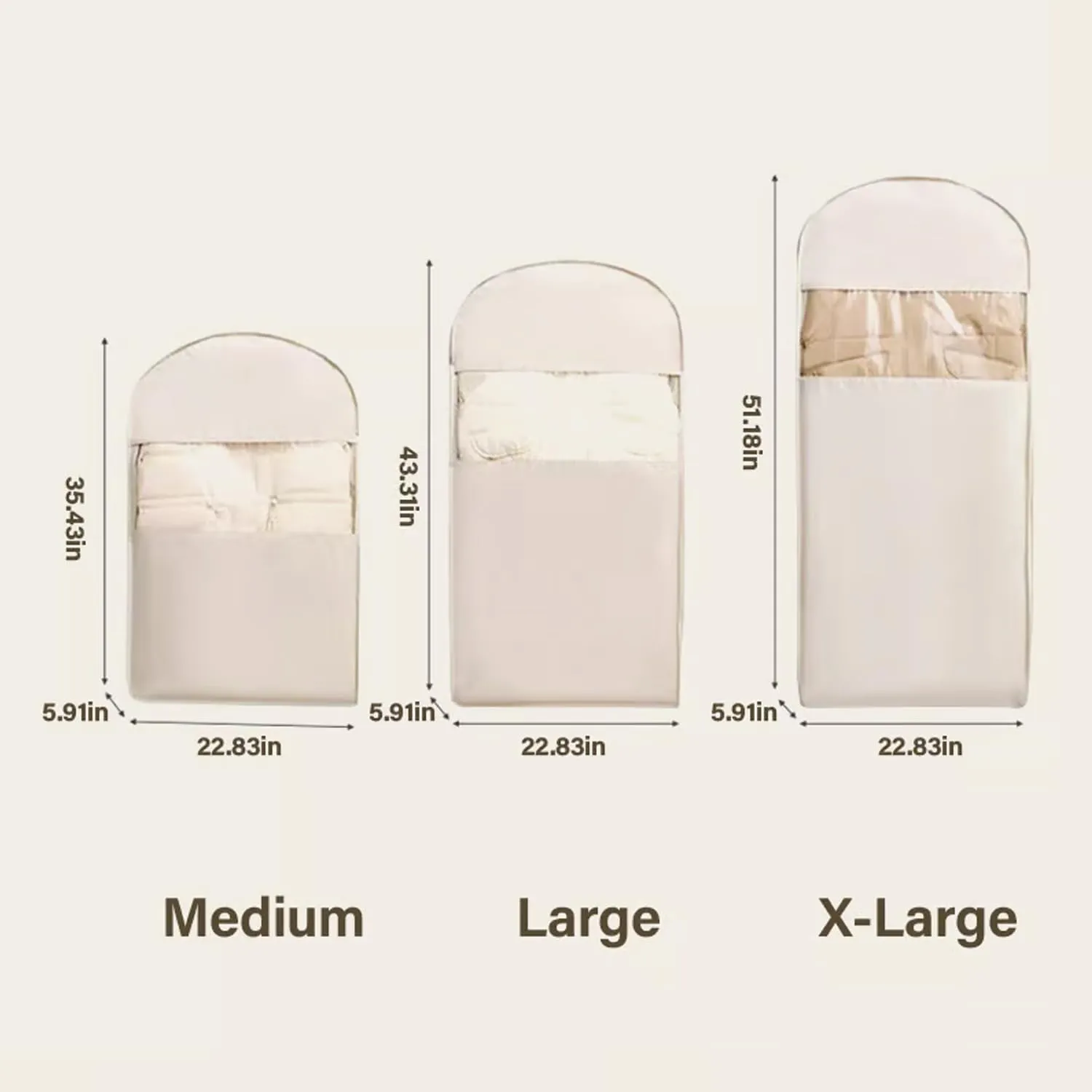 2025 Space Saving Hanging Garment Bag With Self Compression Zipper, Hanging Vacuum Bags, Coat Space Saver Storage Bags, Coat Space Saver Storage Bags, Closet Organizers And Storage (Beige, Large)