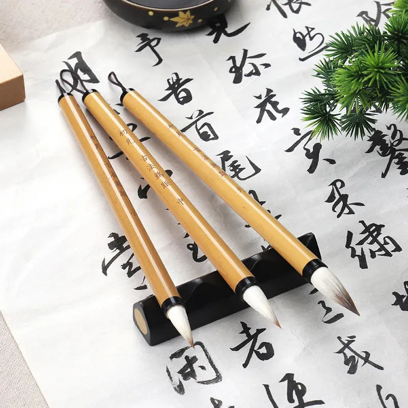 3 Piece Chinese Calligraphy Brush Set For Ink & Watercolour Art