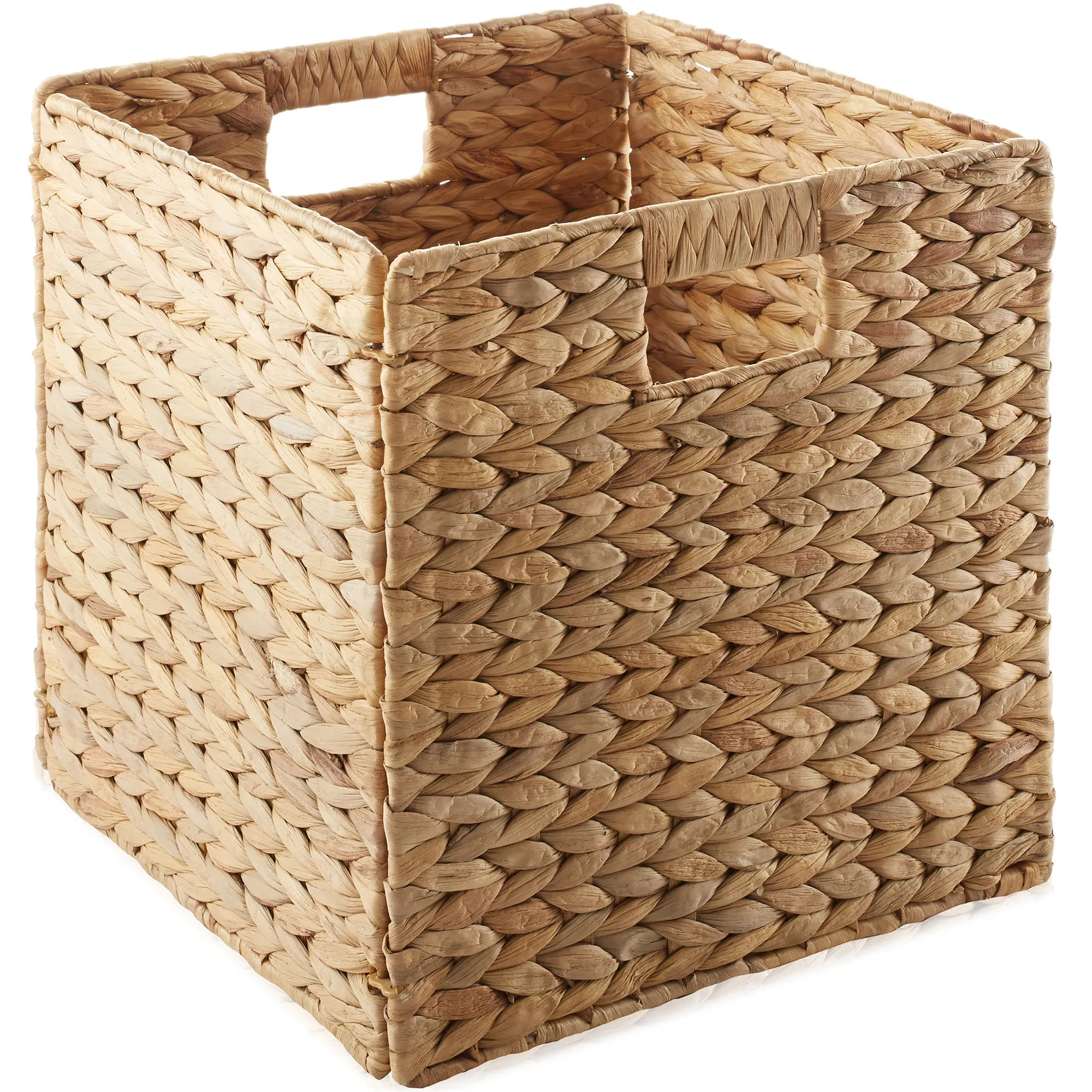 4 Pack 13" x 13" Water Hyacinth Storage Baskets, Natural