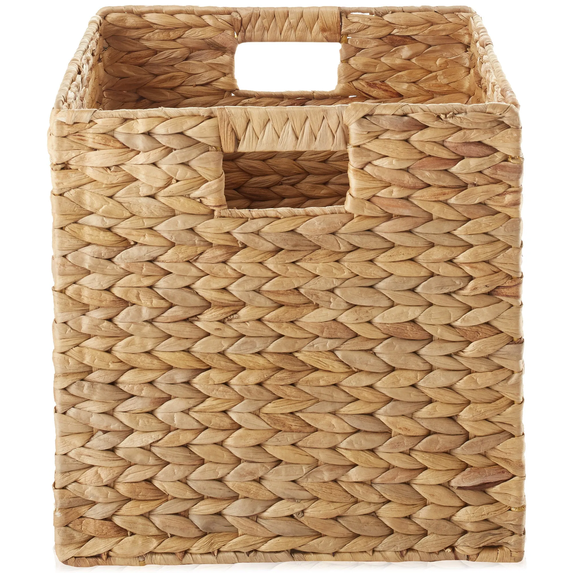 4 Pack 13" x 13" Water Hyacinth Storage Baskets, Natural