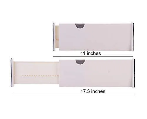 4-Pack Adjustable Drawer Dividers Organizer Separators - Good Grips Dresser Organizer - for Bedroom, Bathroom, Closet, Baby Drawer, Desk, Kitchen Storage