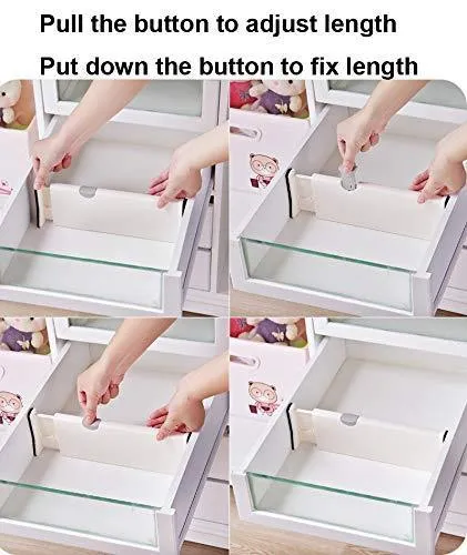 4-Pack Adjustable Drawer Dividers Organizer Separators - Good Grips Dresser Organizer - for Bedroom, Bathroom, Closet, Baby Drawer, Desk, Kitchen Storage