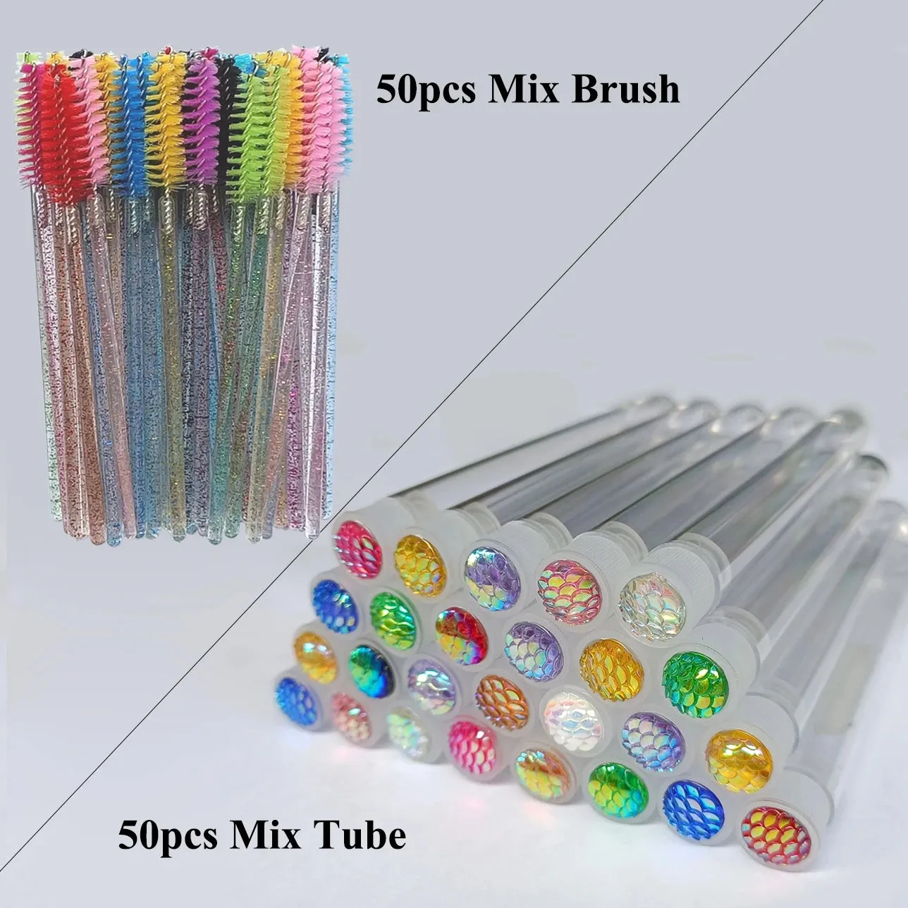 50Pc Reusable Eyebrow Brush Tube Eyelash Brush Eyebrow Brush Replaceable Dust-proof Sparkling Diamond Makeup Brush