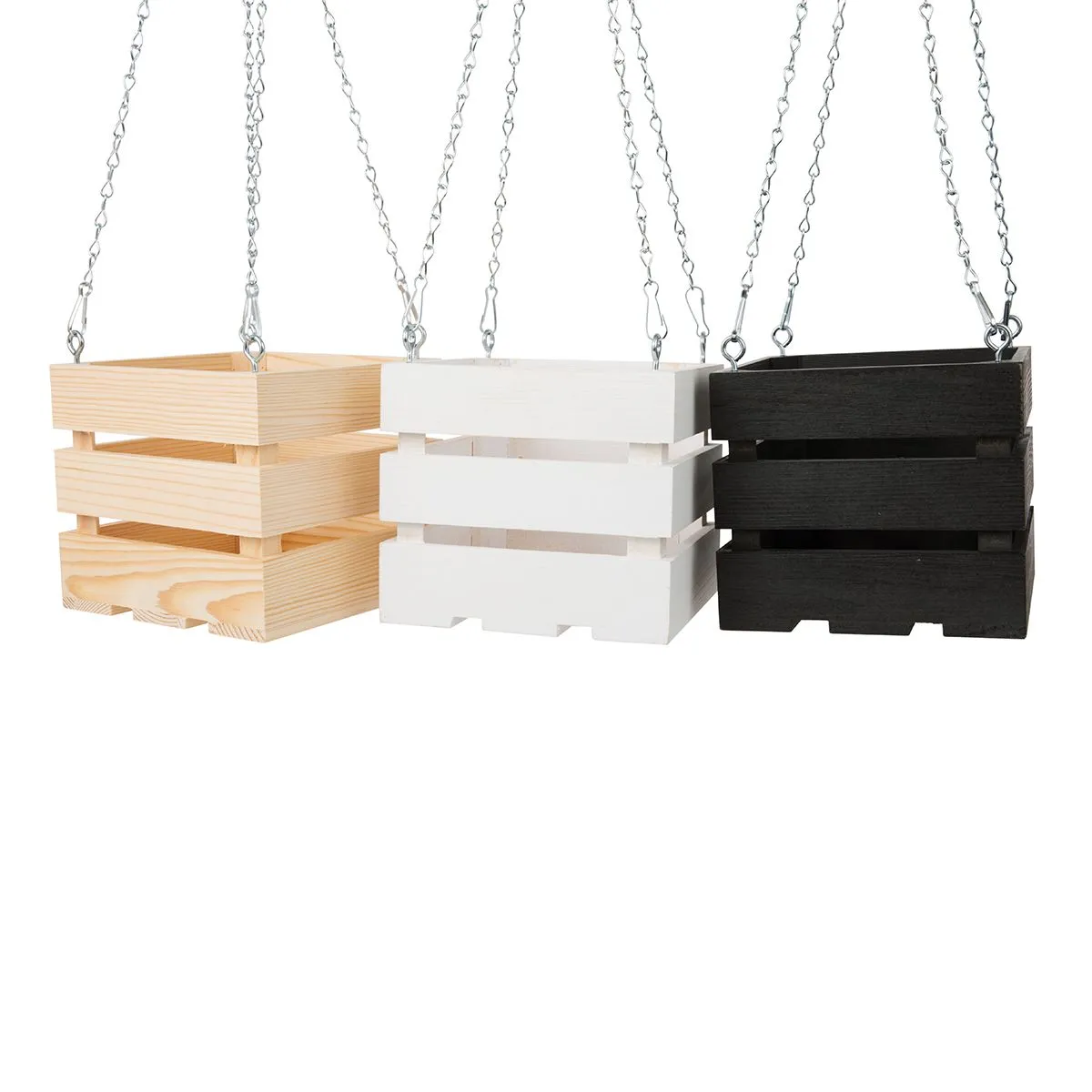 6 inch Wooden Vanda Basket with Hanger - Charcoal