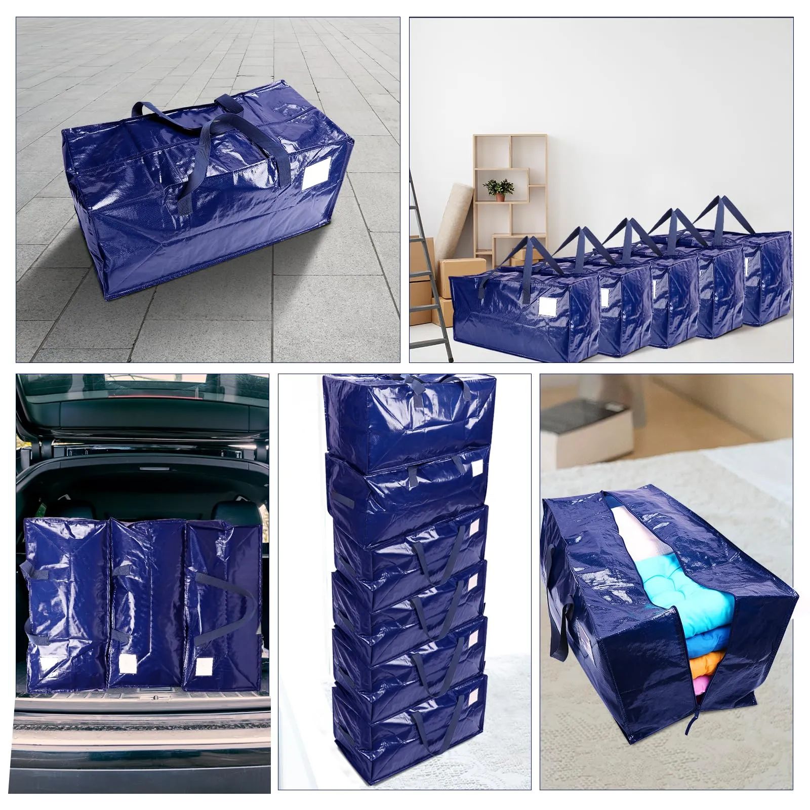 6 Pack Heavy Duty Moving Bags with Backpack Straps