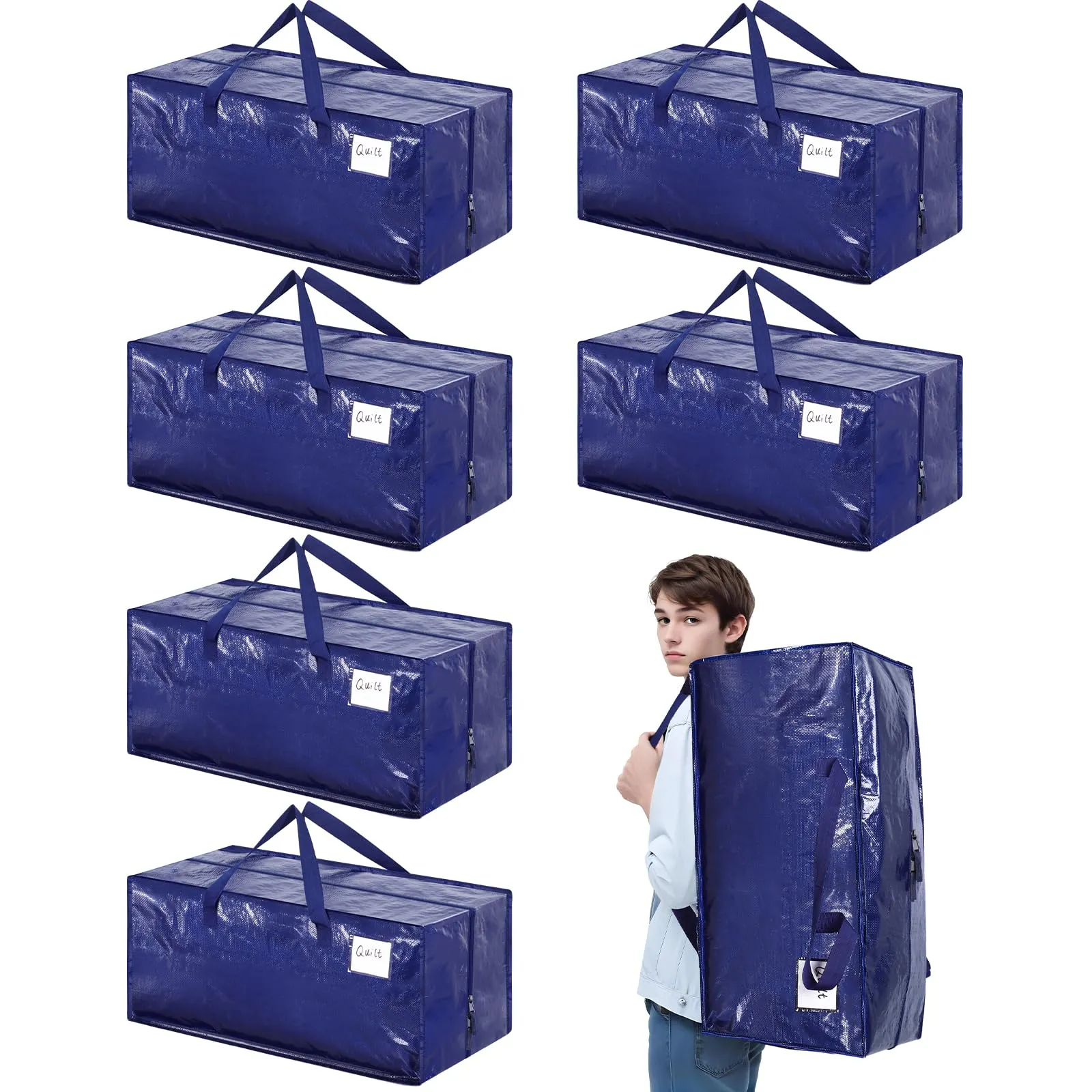 6 Pack Heavy Duty Moving Bags with Backpack Straps