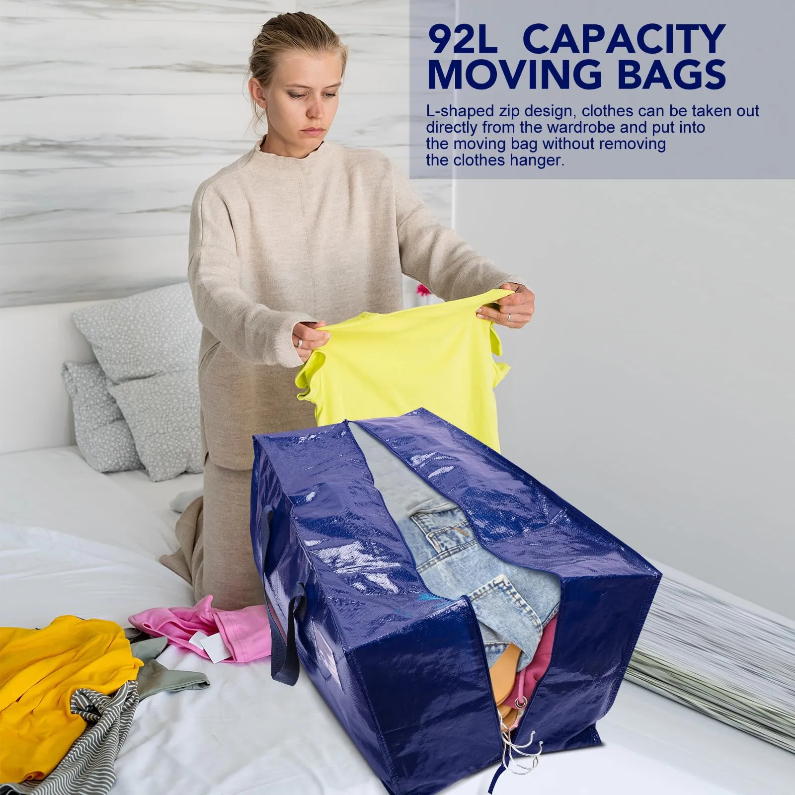 6 Pack Heavy Duty Moving Bags with Backpack Straps