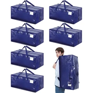 6 Pack Heavy Duty Moving Bags with Backpack Straps