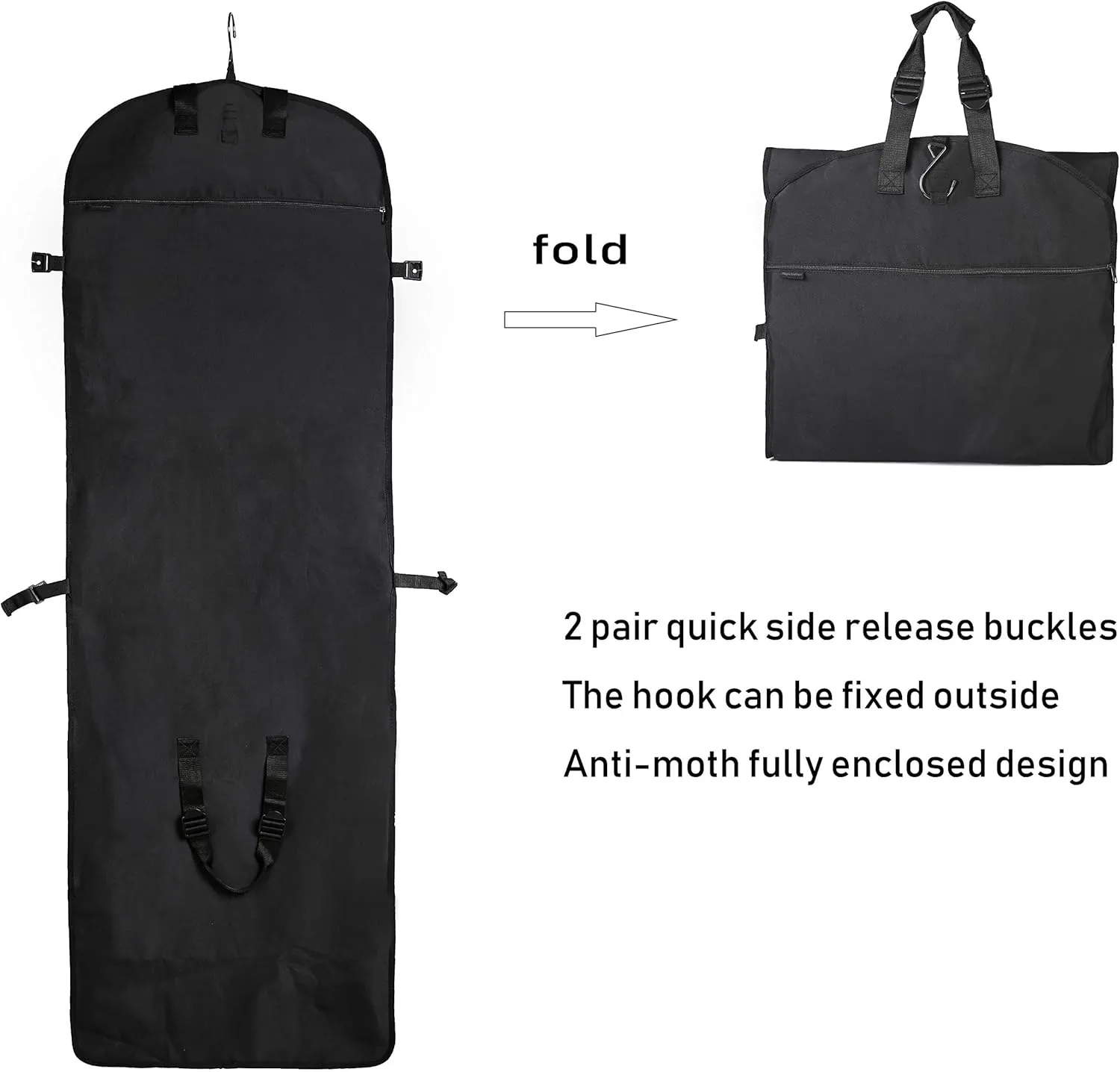 72" Tri-Fold Wedding Garment Bag for Long Dress & Gown,Hanging Travel Carry on Storage bag for Men Women
