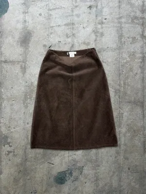 90s Vintage Chocolate Brown Cord Midi Skirt - 10