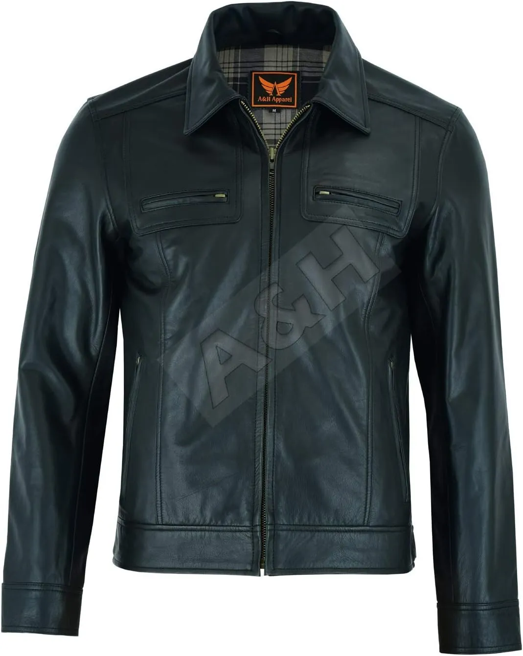 A&H Apparel Mens Classic Genuine Top-Grain Cowhide Bicker Leather Jacket