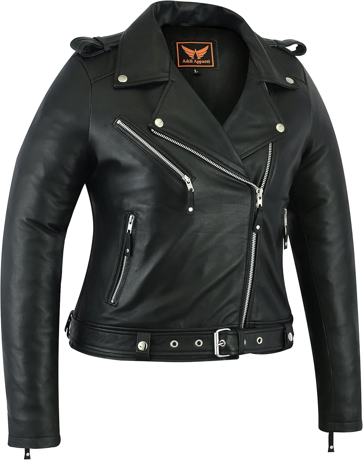 A&H Apparel Women Motorcycle Genuine Sheep Lightweight Leather Jacket Casual