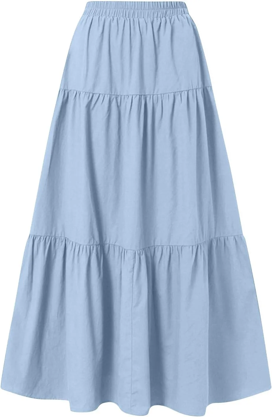 ADHOWBEW Skirts for Women Midi Length Sexy Trendy Flowy Casual Cotton Smocked Bohemian High Waist Skirts