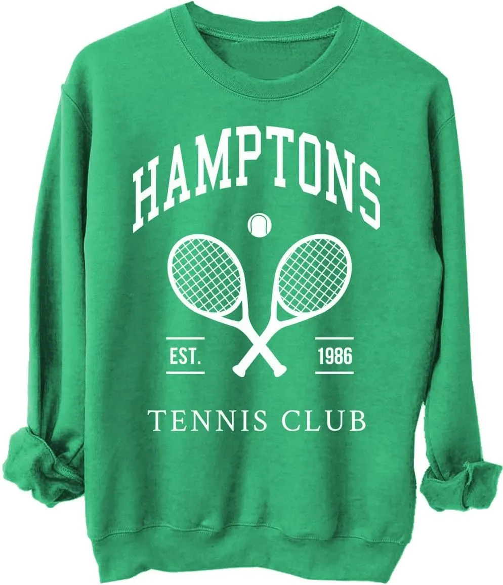 Adult Hamptons Men's Tennis Club Relaxed Sweatshirt, Vintage Lightweight Tennis Apparel
