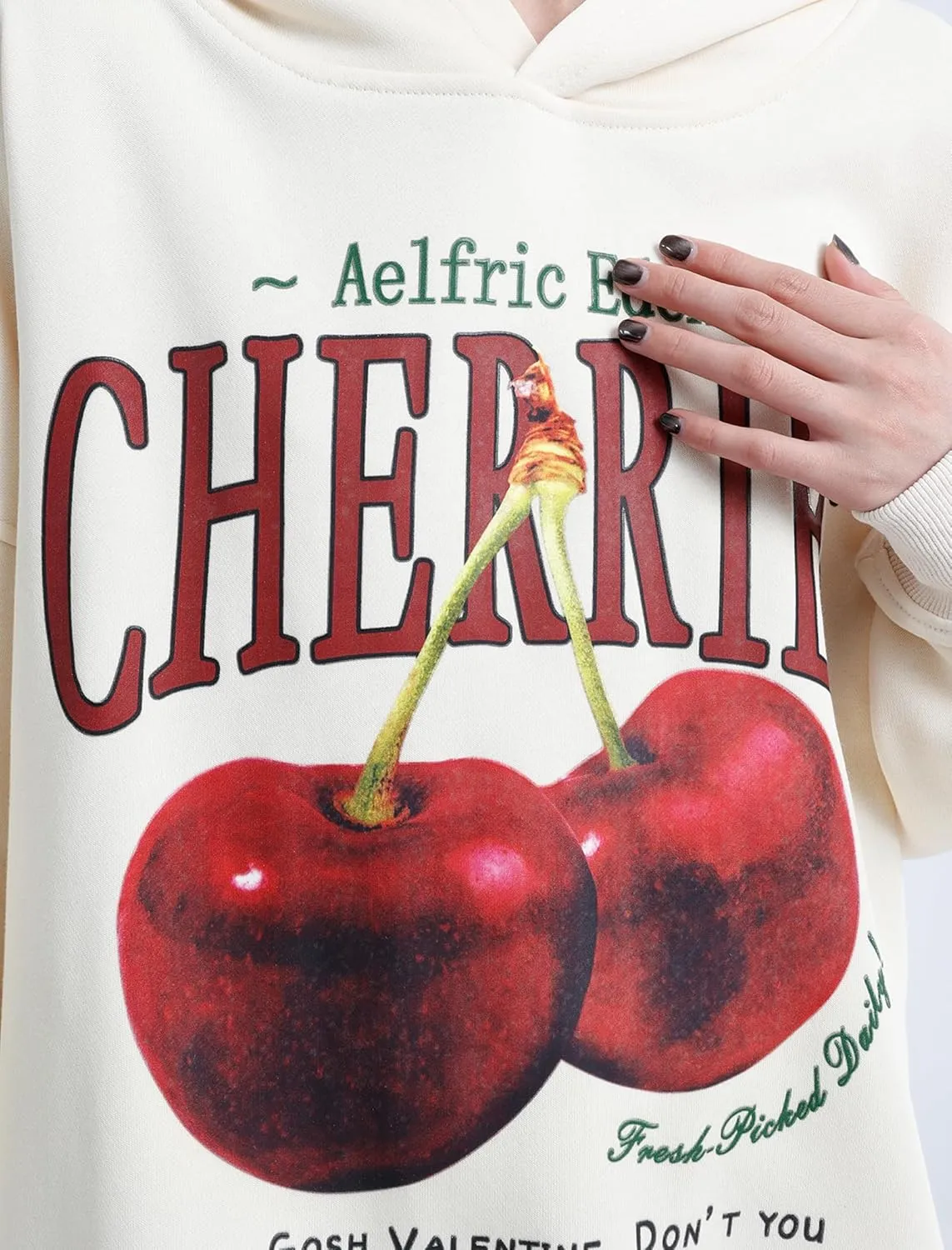 Aelfric Eden Cherry Graphic Hoodies Streetwear Hooded Sweatshirt Pullover Hip Hop Fashion Hoodies