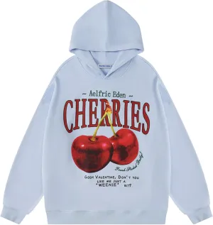 Aelfric Eden Cherry Graphic Hoodies Streetwear Hooded Sweatshirt Pullover Hip Hop Fashion Hoodies