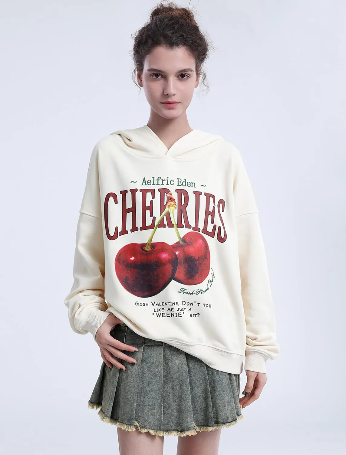 Aelfric Eden Cherry Graphic Hoodies Streetwear Hooded Sweatshirt Pullover Hip Hop Fashion Hoodies