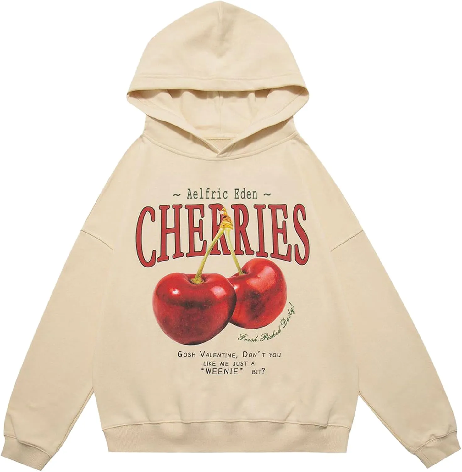 Aelfric Eden Cherry Graphic Hoodies Streetwear Hooded Sweatshirt Pullover Hip Hop Fashion Hoodies