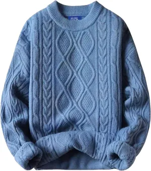 Aelfric Eden Oversized Sweater 90s Vintage Cable Knit Long Sleeve Women Woven Heavy Crewneck Pullover