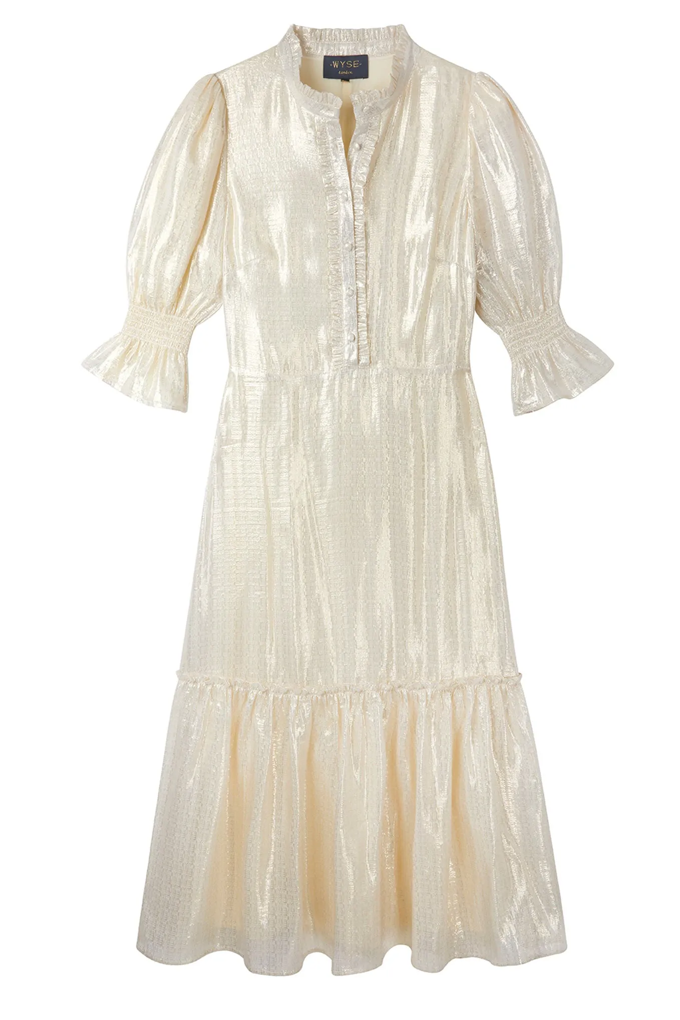 Aimee Silk Blend Lame Dress - Soft Gold - Regular