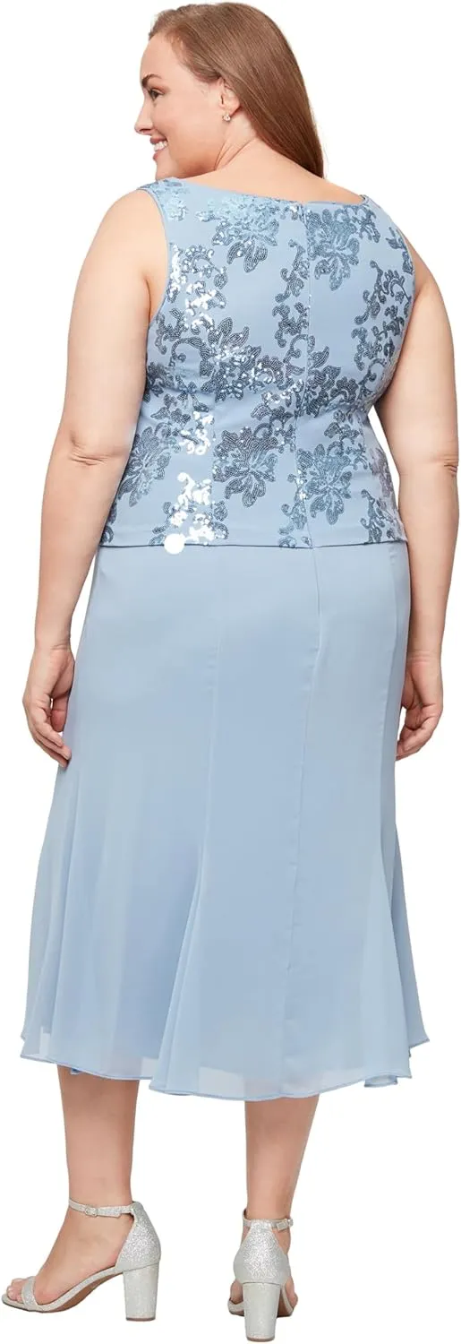 Alex Evenings Women's Tea Length Mother of The Bride Jacket Dress, Formal Events, Wedding Guest (Plus Size)
