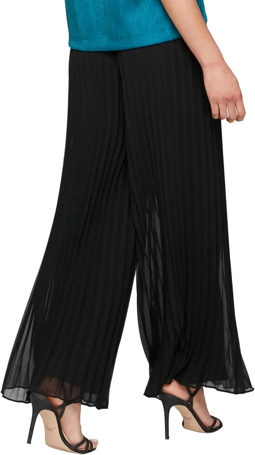 Alex Evenings Women's Wide Leg Chiffon Dress Pant for Mother of The Bride, Elegant Party Outfit (Petite and Regular Sizes)