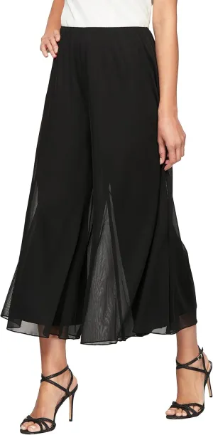 Alex Evenings Women's Wide Leg Chiffon Dress Pant for Mother of The Bride, Elegant Party Outfit (Petite and Regular Sizes)