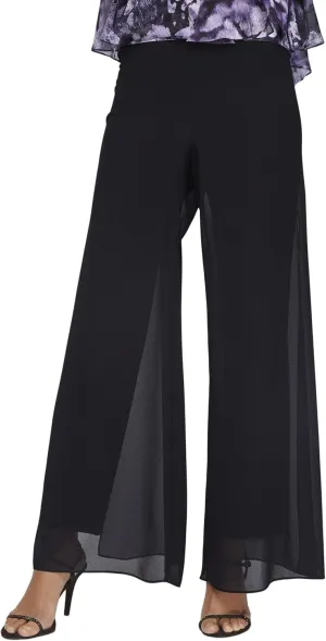 Alex Evenings Women's Wide Leg Chiffon Dress Pant for Mother of The Bride, Elegant Party Outfit (Petite and Regular Sizes)