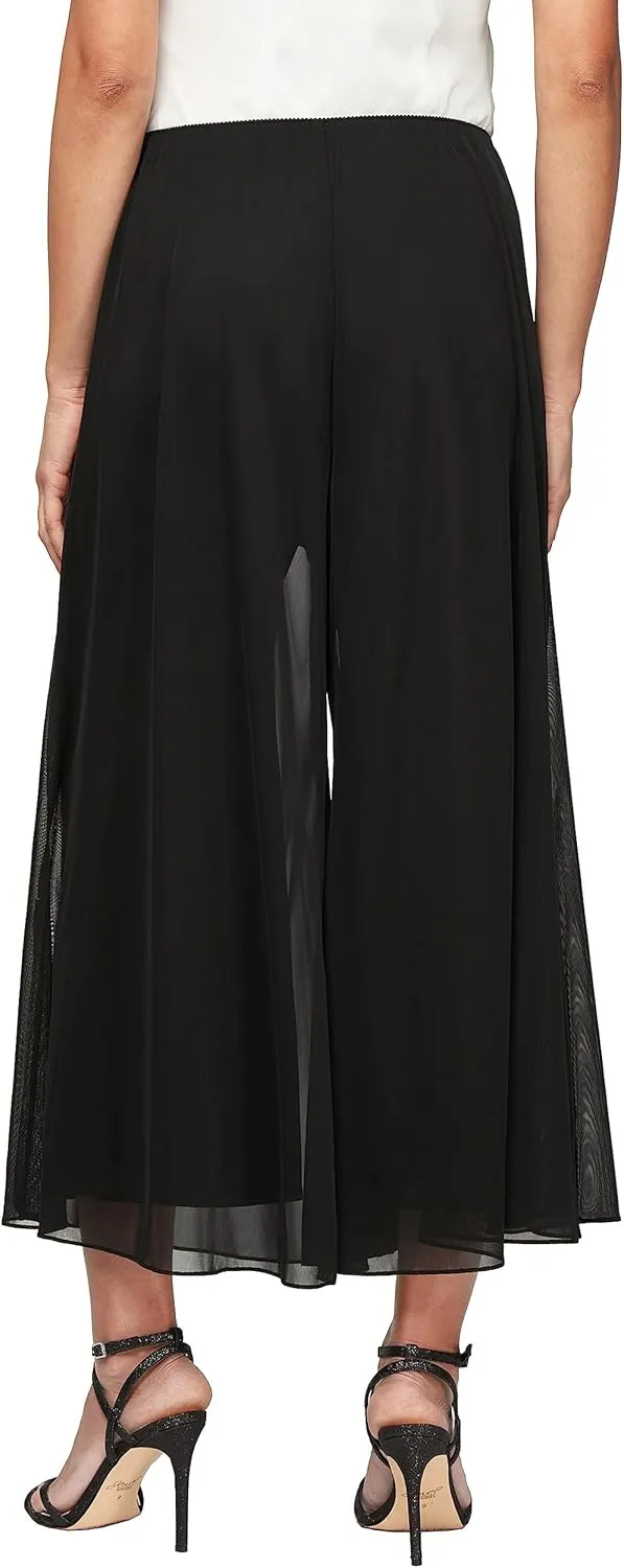 Alex Evenings Women's Wide Leg Chiffon Dress Pant for Mother of The Bride, Elegant Party Outfit (Petite and Regular Sizes)