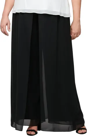 Alex Evenings Women's Wide Leg Chiffon Dress Pant for Mother of The Bride, Elegant Party Outfit (Plus Size)