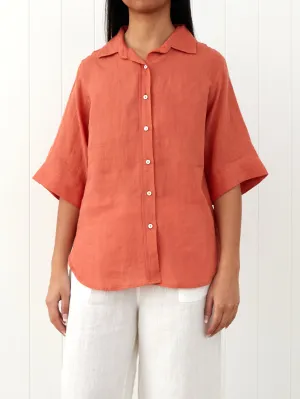 Amalfi Linen Shirt in Sunset
