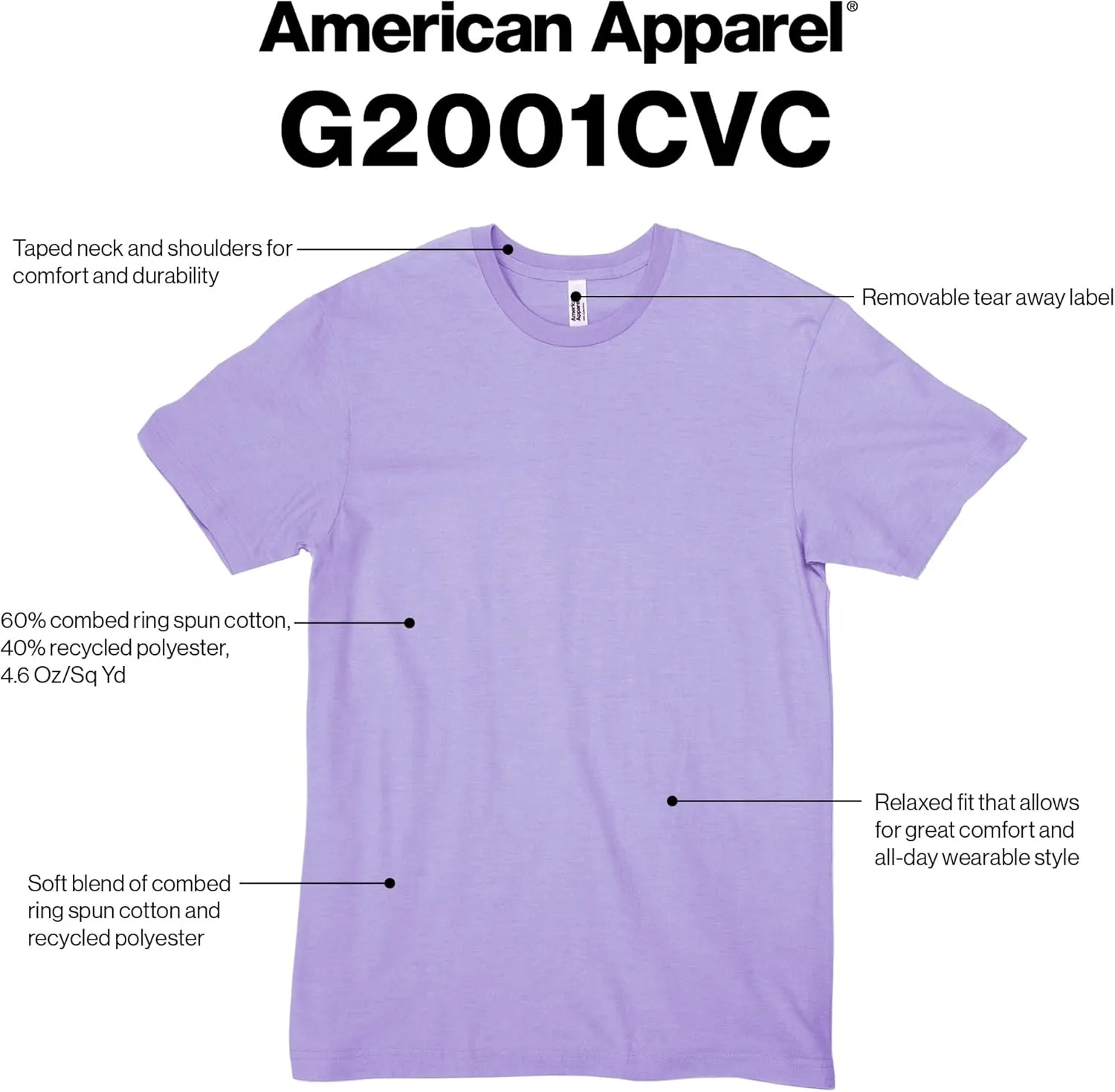 American Apparel Adult CVC T-Shirt, Style G2001CVC, 2-Pack