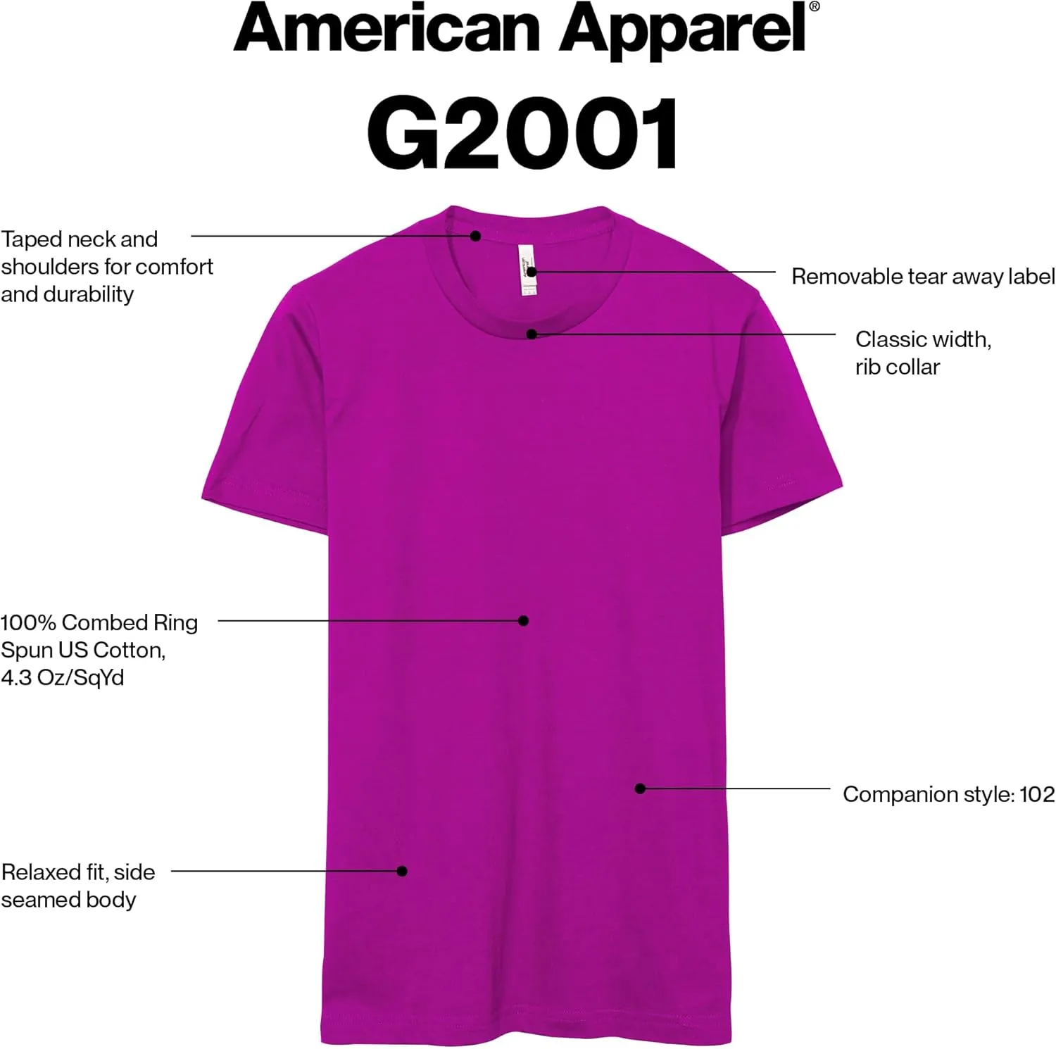 American Apparel Adult Fine Jersey T-Shirt, Style G2001, Multipack