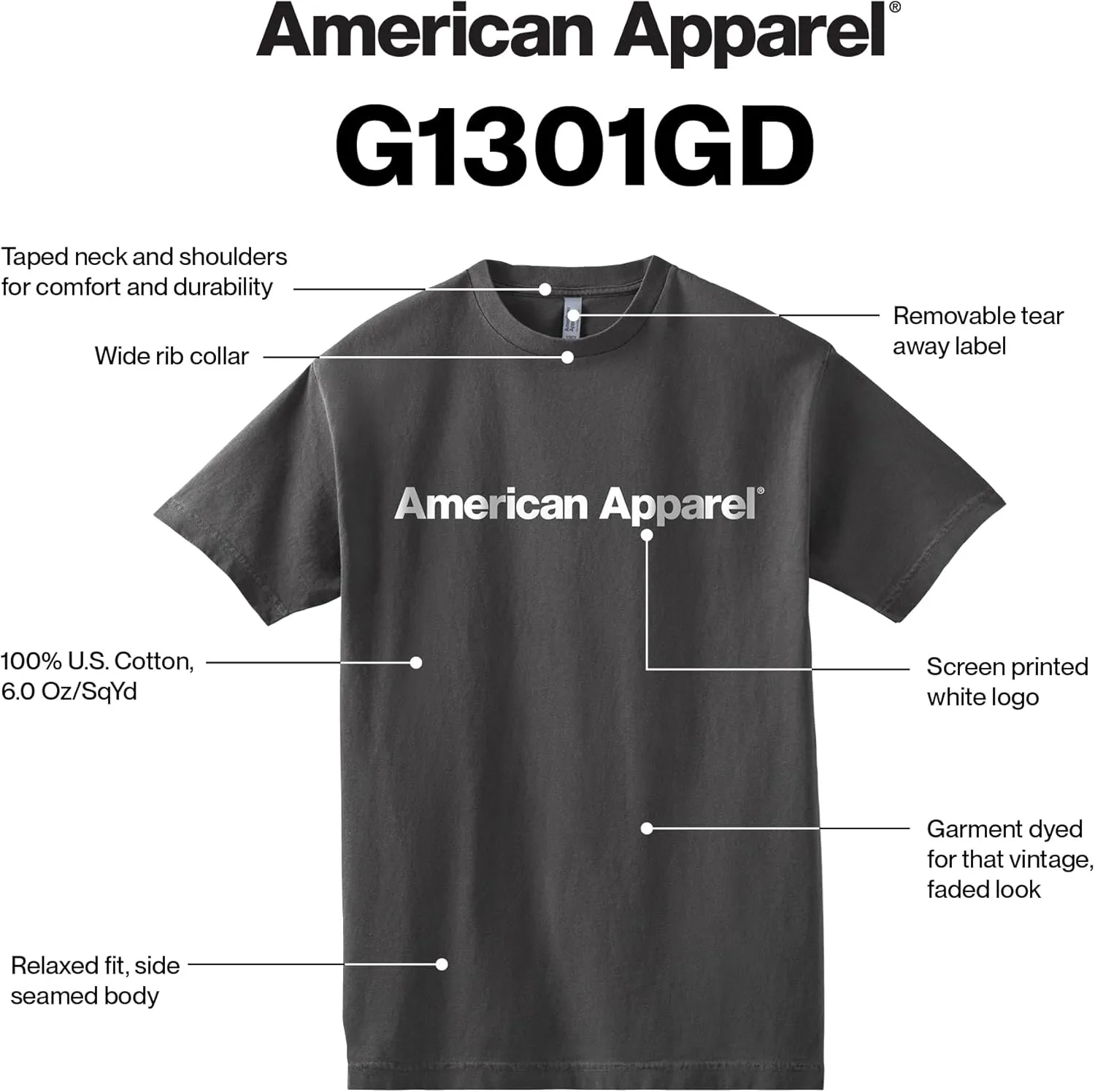 American Apparel Adult Heavyweight Cotton T-Shirt, Style G1301/G1301GD, Multipack