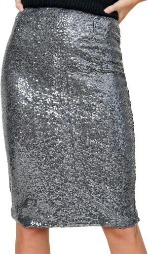 Anna-Kaci Women's High Waist Sparkly Sequins Midi Skirt Pencil Cocktail Party Skirt