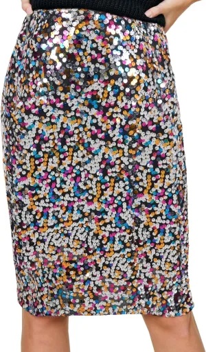 Anna-Kaci Women's High Waist Sparkly Sequins Midi Skirt Pencil Cocktail Party Skirt