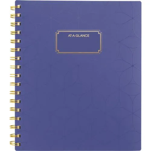 AT-A-GLANCE Badge Geo Weekly/monthly Planner 8.88x7.69 Purple/gold Cover 13-month (jan To Jan): 2025 To 2026