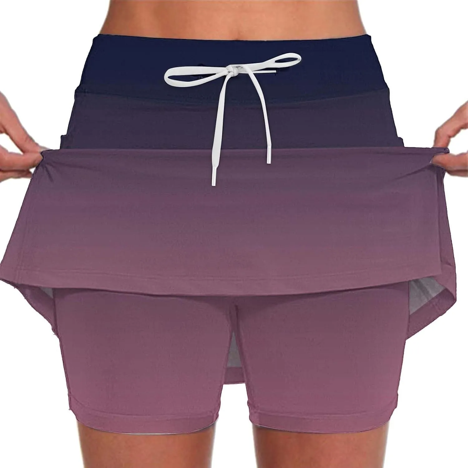 Athletic Skorts for Women with Pockets Plus Size Tummy Control Drawstrings High Waisted Tennis Skirts Yoga Shorts