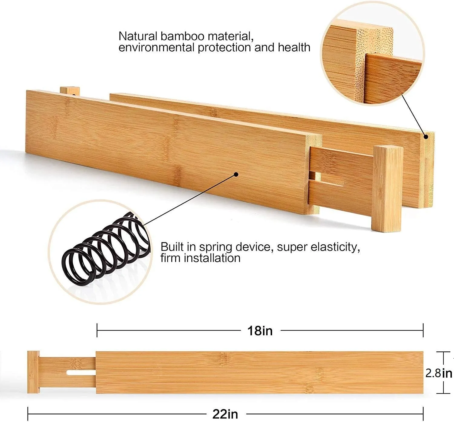 Bamboo Adjustable Drawer Dividers