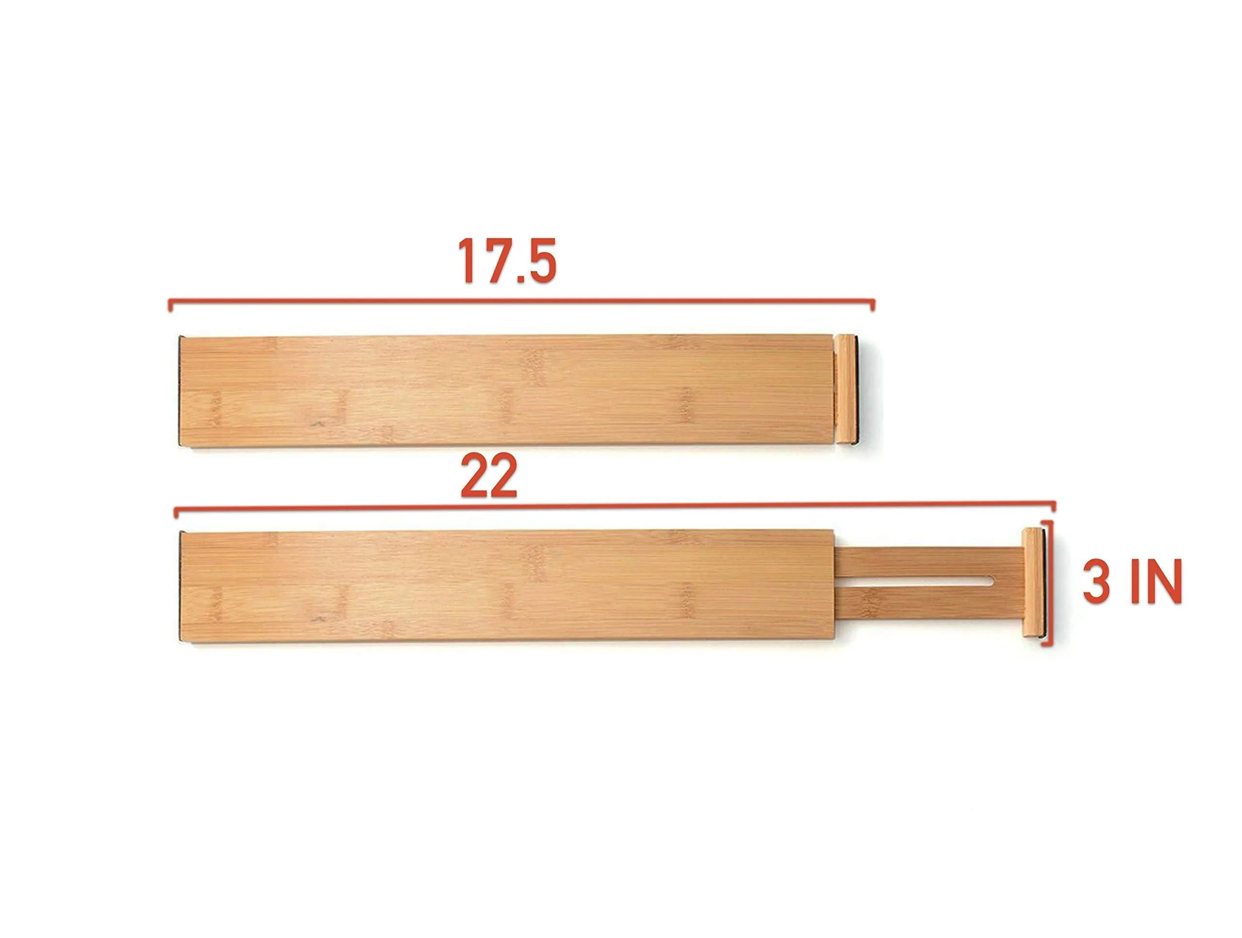 Bamboo Drawer Divider Organizer Set of 6 - Spring Loaded, Expandable, Adjustable & Stackable Dividers Best For Kitchen, Junk Drawer, Bedroom, Bathroom, Baby or Desk Inserts