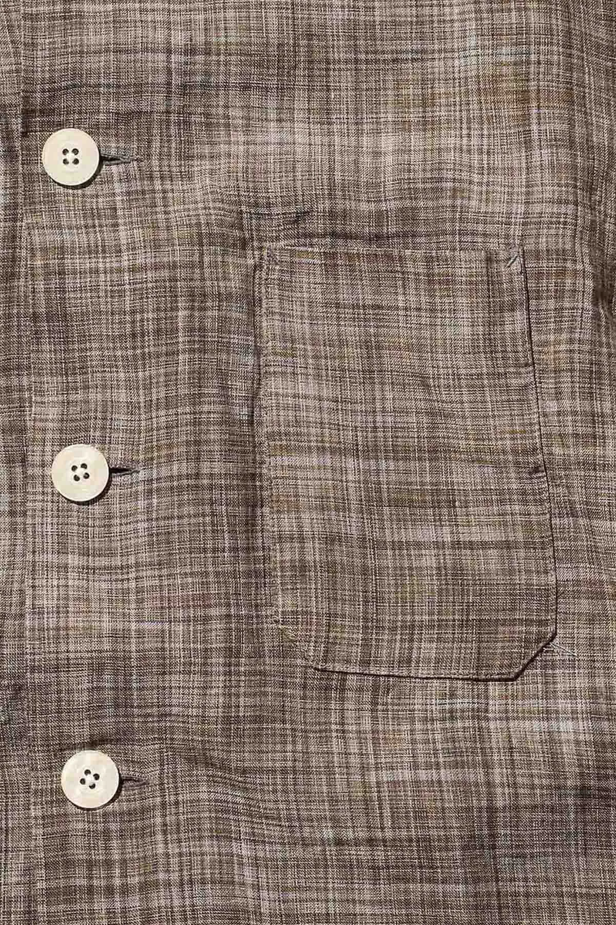 Beach Shirt JKT Linen "Kasuri" - Olive