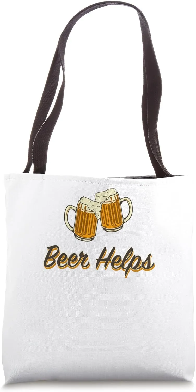Beer Helps - toasting steins. Tote Bag