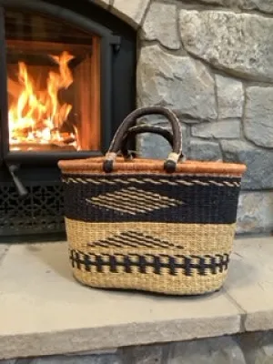 Big Blue Moma - Oval Basket with Two Handles